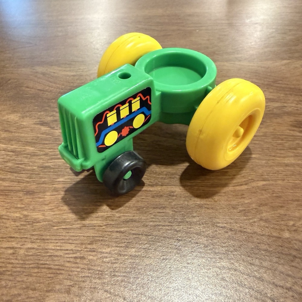 Vintage Fisher Price Little People Green & Yellow Tractor 1990 Retro Toy